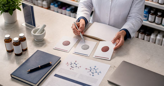 Pharmacy-style comparison of gentle iron, ferrous sulfate and ferrous fumarate labels