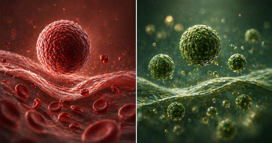 Comparison of heme and non-heme iron absorption showing different biological pathways and particle behavior near the intestinal surface