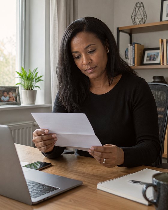 Woman reading a blood test result