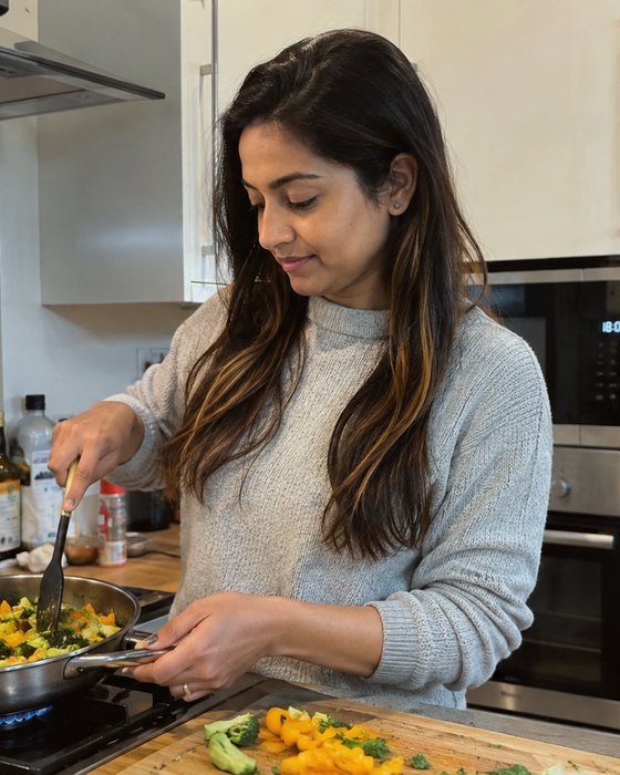 Woman preparing vegetables in the kitchen